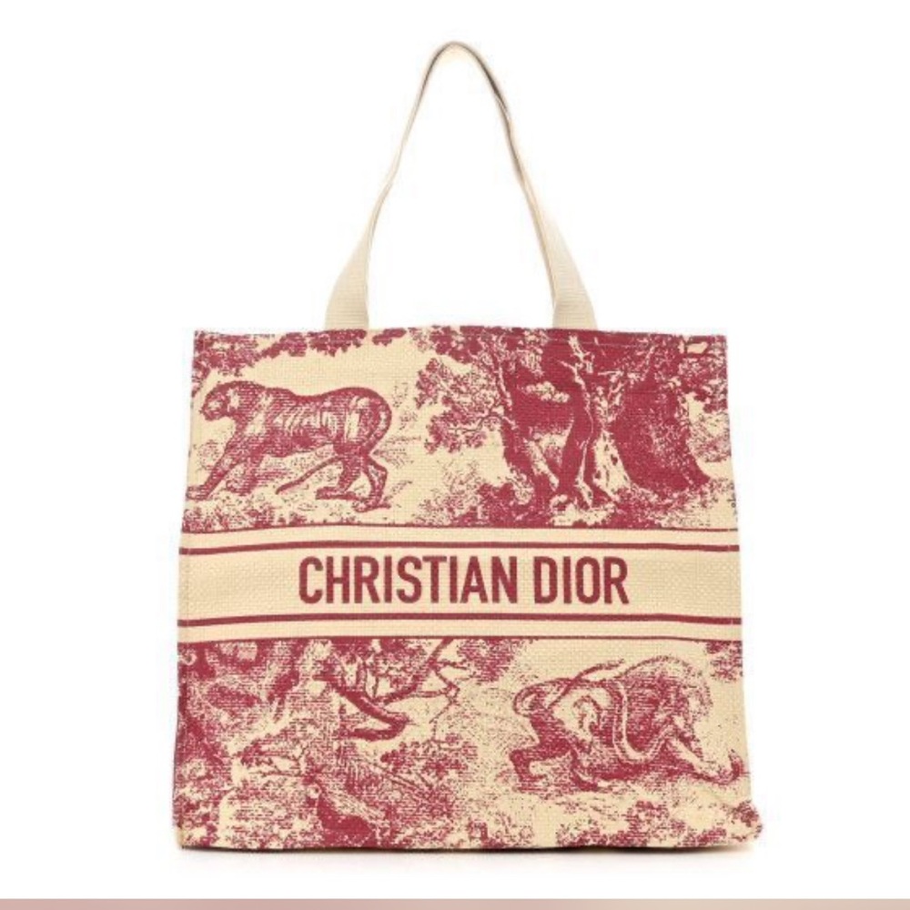 Christian Dior Diorviviera Red Straw Tote Bag